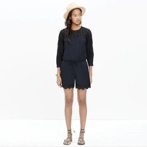 Madewell Eyelet Bistro Cotton Romper Size 4 Black